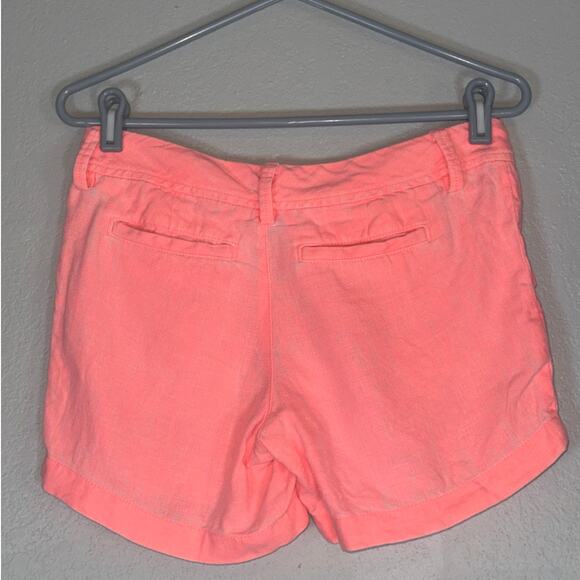 Lilly Pulitzer Linen Calla Shorts Coral Orange Pink Womens 0 Gold Button Resort - Picture 4 of 9